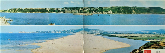 1970 ŞİLE KENTİN KUMBABA YÖNÜNDEN UZAK GÖRÜNÜMÜ VE LİMAN PANORAMİK KARTPOSTAL RENKLİ OFSET BASKI 