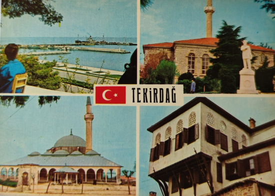 1970 TEKİRDAG PARCALI ŞEHRİN 4 AYRI GÖRÜNÜMÜ KARTPOSTAL RENKLİ OFSET BASKI ARKASI YAZILI 