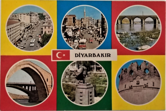  1970 DİYARBAKIR PARCALI KARTPOSTAL RENKLİ OFSET BASKI ARKASI YAZILI 