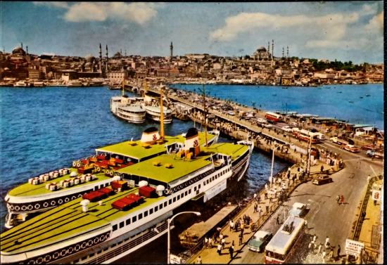 1970 İSTANBUL GALATA KÖPRÜSÜ GÖRÜNÜŞ  KARTPOSTAL RENKLİ OFSET BASKI ARKASI YAZISIZ BOŞ 