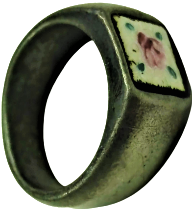 1930 ÖZEL TASARIM EL TESVİYE İŞİ ÜZERİ SICAK NİNELİ PİRİNC ERKEK YÜZÜK İC CAPI 23,5 MM MİNE KISMI 1 CM X1 CM 