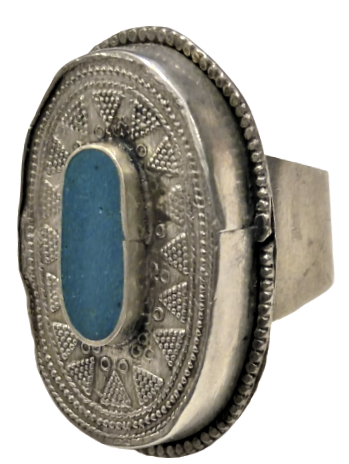 1970 EL YAPIM  USTA İŞİ ÖZEL TASARIM ORTASI DOGAL MAVİ YEŞİL ARASI RENDE TAŞ YÜZÜK 