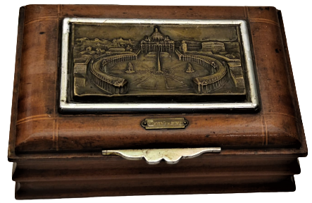 1950 AHŞAP ÜZERİ ROLYEFT KABARTMA CALIŞMASI  RICORDO DI ROMA  SANATCI İMZALI  MÜCEVHER KUTUSU