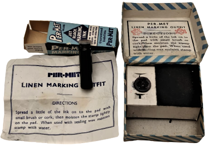 1950 VİNTAGE PER-MET LINEN MARKING OUTFIT ISTANPA MUREKKEP MUHUR ORJINAL KUTUSUNDA 