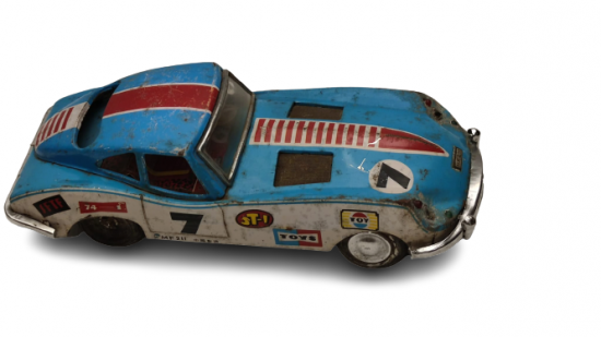 MF 211 TOYS JAGUAR CAR TENEKE SÜRTMELİ YARIŞ ARABASI  MAVİ BEYAZ KIRMIZI ŞERİTLİ ÜZERİ REKLAMLİ 