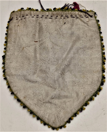 OSMANLI KESE BEYAZ İŞLEMELİ AVRUPA SATEN KUMAŞA EL İŞİ PARA KESESİ KENARLARI OYA İŞİ 