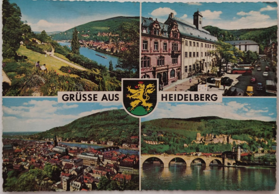 1960 1970 GRÜSSE AUS HEIDELBERG RENKLİ BASKI PARCALI KARTPOSTAL ARKASI YAZILI POSTADAN GECMİŞ