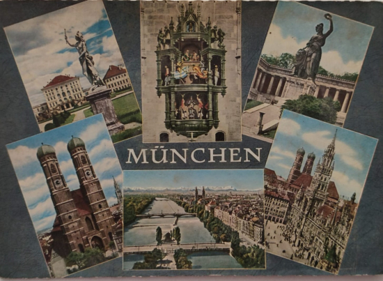 1960 1970 MÜNCHEN RENKLİ BASKI PARCALI KARTPOSTAL ARKASI YAZILI POSTADAN GECMİŞ