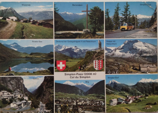 1960 1970 SİMPLON PASS 2008 M  COL DU SİMPLON BASKI PARCALI KARTPOSTAL ARKASI YAZILI POSTADAN GECMİŞ