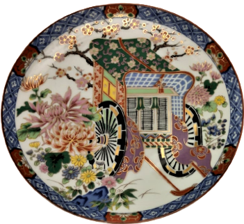 1960 EL YAPIM EL CİZİM ÖZEL TASARIM JAPAN KÜLTÜRÜ PORSELEN TABAK 