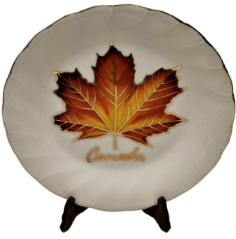 BANAWE CANADA BAYRAK  AKCAAGAC YAPRAGI ALTIN CEKME  PORSELEN KOLEKSİYON TABAK