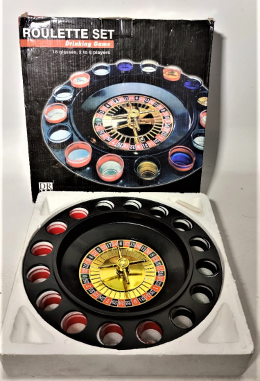 ROULETTE SET DRİNKİNG GAME 16 GLASSES 2 TO 8 PLAYERS RULET OYUNU 16  ADET KIRMIZI SİYAH NUMARALI CAM ŞHOT BARDAKLI