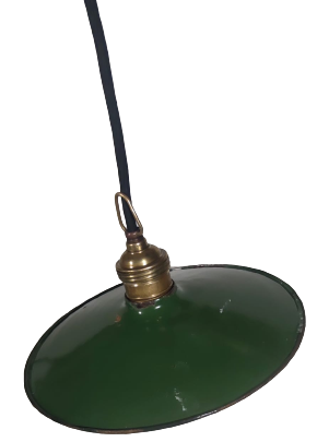 1940 EMAYE YEŞİL VE BEYAZ RENKLERDE PİRİNC DUY İPEK KABLO SALLAMA YUVARLAK LAMBA ŞAPKASI 