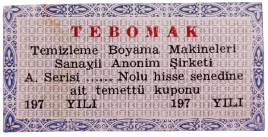 TEMENTTU KOPONU 20 ADET LOT HALİNDE TEBOMAK TEMİZLEME BOYAMA MAKİNELERİ SANAYİİ ANONİM ŞİRKETİ