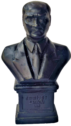  EMNİYET SANDIĞI 1868 METAL  ATATÜRK BÜST KUMBARA EMNİYET SANDIĞININ  MUFDİLERE HEDİYE OLARAK VERDİGİ KUMBARA