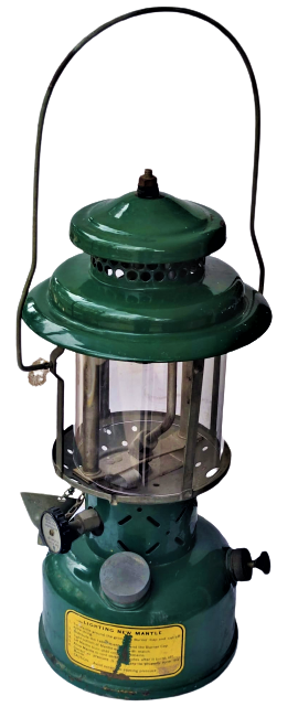 COLEMAN 1942 USA  LUKS PARAFİN GAZ AYDINLATICI LAMBA COLEMAN GAZ ISIK AYARLANABİLİR TEK MANTOLU AVCI KAMP FENER METAL YEŞİL RENK