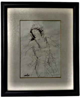 SANATCI HALUK EVİTAN  1952 İZMİT DOGUMLU SANATCI DESEN CALIŞMASI 35 X 22 CM ÖLCULERİNDE AHŞAP CERCEVESİNDE