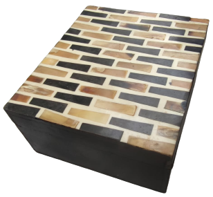 AHŞAP SİYAH UZERİ BOYNUZ  KAPLAMA  KAPAKLI KUTU TASBİH MUCEVHER SAKLAMA KUTUSU