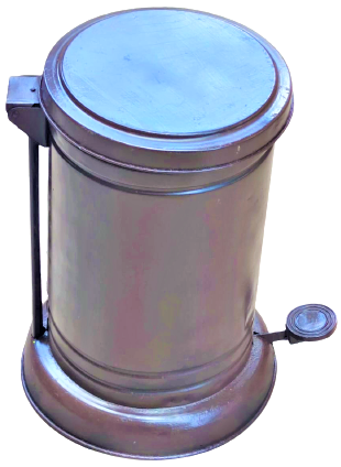 1960 AYAK PEDALLI DEVLET DAİRELERİNDE KULLANILAN METAL KAHVERENGİ İÇERSİ KOVALI CÖP KOVASI