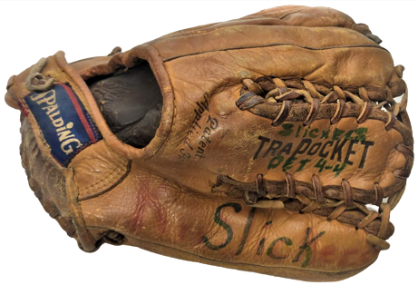 1960 USA SPALDING TRA POCKET BEYZBOL ELDİVENİ PROFOSYENEL ELDE DİKİLMİŞ TAMAMI DERİ BAZI SPORCULARIN İSİMLERİ YAZMAKTA ÜZERİNDE 