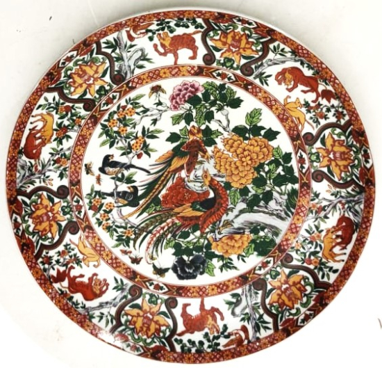 EL CİZİM BOYAMA KUŞLAR CİCEKLER DESENLİ PORSELEN DUVAR TABAK  HAND MADE CHINA  TYPE