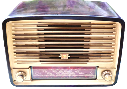 1950 PHİLİPS TUBE RADİO KAHVERENGİ BAKALİT KASA LAMBALI ÜC BANT ORTA UZUN KISA DALGA  RADYO 