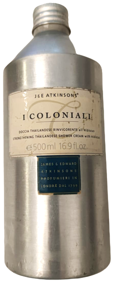 J&E ATKINSONS İ COLONİALİ DOCCIA KAPAKLI ALİMÜNYUM ŞİŞESİNDE 500 ML ESANS PARFUM KOLONYA KABI İCERSİNDE AZ MİKTARDA BULUNMAKTADIR