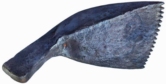 OSMANLI SICAK DÖGME DEMİR EL YAPIM KİRKİT ÜZERİ AGAC KALEM İŞLEMELİ HALI DÖKUMADA SIRALARIN SIKLANMASI İCİN HALIYA VURULAN HALI TARAGI