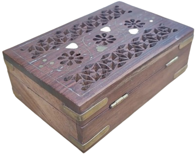 TESBİH KUTUSU ÜZERİ İŞLEMELİ PİRİNC KAKMA İŞCİLİKLİ  MASİF GÜL AGACINDAN YAPILMA MUHAFAZA SANDIGI