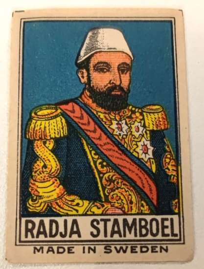 SULTAN 2. MAHMUT HAN GÖRSELLİ İSVECE BASTIRILMIŞ KİBRİT KUTUSU ETİKETİ RENKLİ OFSET BASKI RADJA STAMBOEL MADEIN SWEDEN