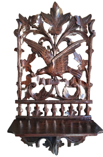 OSMANLI CEVİZ KOMPLE EL OYMA DALLAR YAPRAKLAR ARASINDA KANADINI ACMIŞ EBABİL KUSU KAVUKLUK VE CIRALIK TEREK KISMI ACILIR KAPANIR 