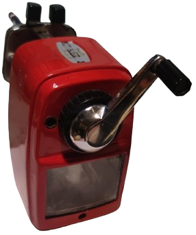 1980 EURONİCS PENCIL SHARPENER  EAGLE 5  METAL KIRMIZI RENKDE MEKANİK CEVİRMELİ KALEMTIRAŞ MASA ÜZERİ