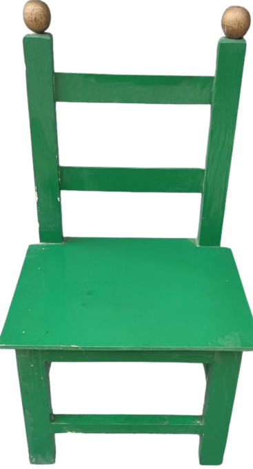 1950 OYUNCAK KUCUK BOYDA COCUK VE BEBEK OTURMA SANDALYE Sİ EL YAPIM KOMPLE AHŞAP YEŞİL BOYALI