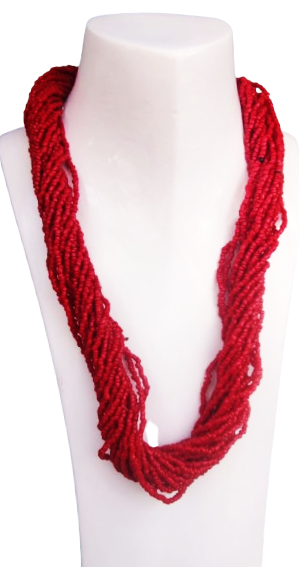 OKYANUŞ DENİZ MERCAN BAYAN KOLYE NAR CİCEGİ RENKDE SIRALI DİZİM 