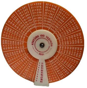 ATATÜRK YÜZ YAŞINDA 1881 1991 CARKIFELEK DİGER TARAFINDA İSE CARPIM TABLOSU BULUNMAKTA PLASTİK YERLİ URETİM