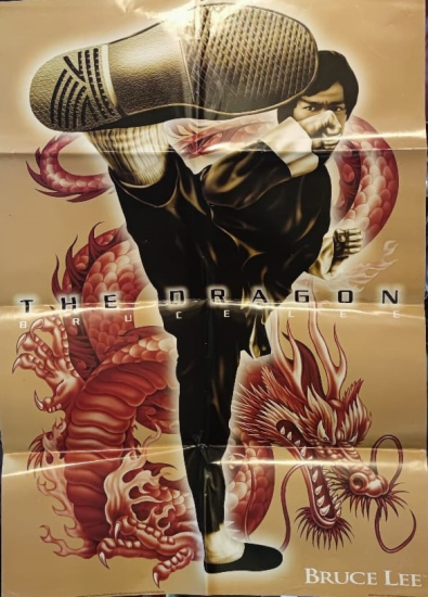 THE DRAGON BRUCE LEE SİNEMA AFİŞİ  FİLMİN TANITIMINDA ASILARAK KULLANILMIŞ ORJİNAL AFİŞDİR
