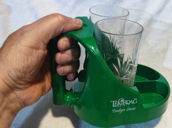 TEKİRDAG RAKISI TRAKYA SERİSİ HEDİYESİ RAKI KEYİFCİ İKİ KESME KRISTAL BARDAK İKİ GÖZ MEZE YERİ TUTMA KULPLU TAŞINAN KEYF