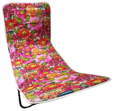1950 PLAJ YAZLIK GÜNESLENME UZANMA KATLANABİLİR METAL KASA UZERİ CİCEK DESENLİ KAPLAMA SEZLONG