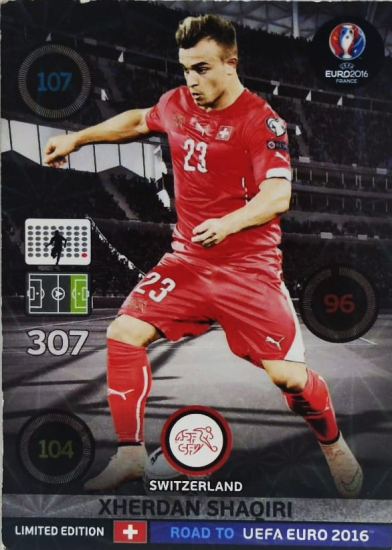 PANİNİ UEFA EURO 2016  SWITZERLAND XHERDAN SHAOIRI EN İYİ FUTBOLCU OYUNCU KARTI 307 NO
