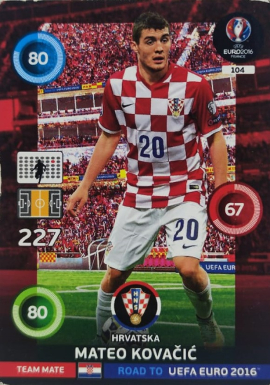PANİNİ UEFA EURO 2016  HRVATSKA MATEO KOVCIC EN İYİ FUTBOLCU OYUNCU KARTI 227 NO