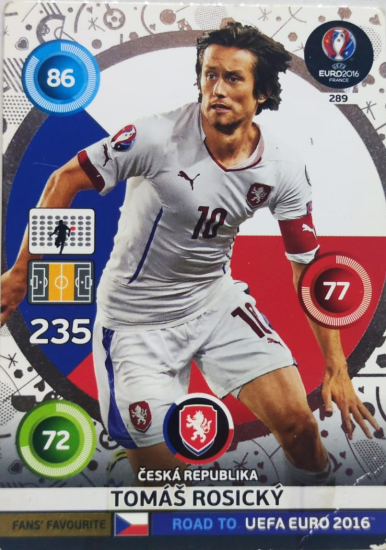 PANİNİ UEFA EURO 2016 CESKA REPUBLİKA TOMAS ROSICKY EN İYİ FUTBOLCU OYUNCU KARTI 235 NO