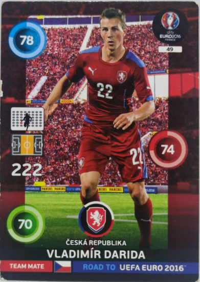 PANİNİ UEFA EURO 2016 CESKA REPUBLİKA VLADIMİR DARIDA EN İYİ FUTBOLCU OYUNCU KARTI 222 NO