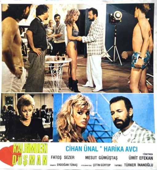 KALBİMDEKİ DUSMAN FİLMİNİN LOBI TANITIM KARTI   CİHAN UNAL HARİKA AVCI FİLMİN GÖSTERİM DONEMİNDE KULLANILMIS 