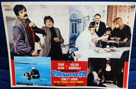 PARAMPARCA  FİLMİNİN LOBI TANITIM KARTI BASROLLERDE  TARIK AKAN GULSEN BUBİKOGLU CUNEYT ARKIN YARDIMCI OYUNCULAR SEVTAP PERMAN ORHAN GUNSİRAY   