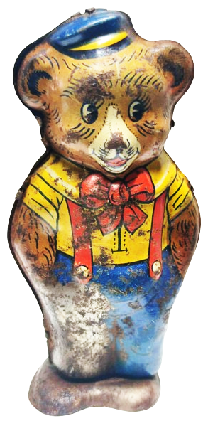 1950 J,CHEİM & CO MADE İN USA TENEKE KURMALI DANS EDEN AYI TAMAMI MEKANIK ARKADAN KURMALI 