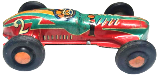 1950 TRADE ALPS MARK JAPAN TENEKE SURTMELİ 2 NUMARALI YARIS ARABASI OYUNCAK