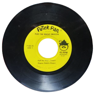 PETER PANPUF THE MAGIC DRAGON  DİPPSY DODLE DRAGON TALE OF DİCKİE DRAGON DRAGON WİTH A COİD İN THE NOSE 45 LİK  4 SARKILIK LP RPM EXTENDED PLAK USA BASKI ORJINAL  