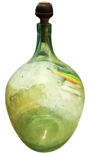 1920 YESİL CAM UFLEME SİSİRME SU YAG SARAP SAKLAMA SİSESİ 