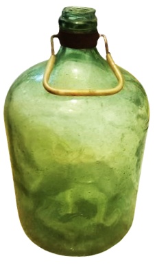 1950 YESİL CAM  SU TASIMA SİSESİ DOKUMDEN BALON DESENLİ METAL TASIMA KULPLU