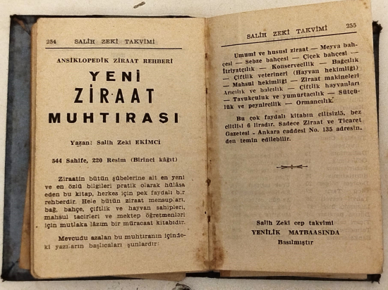 1959 SALİH ZEKİ TAKVİMİ ANSİKLOPEDİK ZİRAAT REHBERİ CEP TAKVİMİ